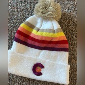 Colorful Colorado  Striped Beanie with Pom Pom